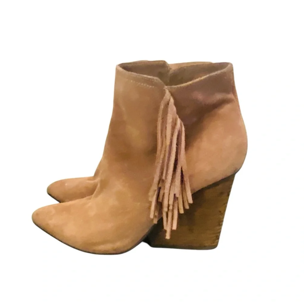 Isola Antonella Taupe Suede Fringe Bootie - Picture 3 of 9
